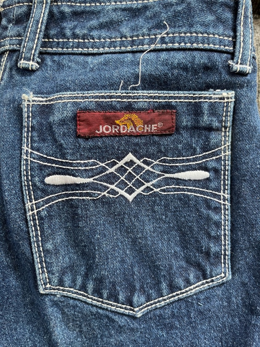 Jordache Dark Blue Denim Jeans with Red Logo Patch